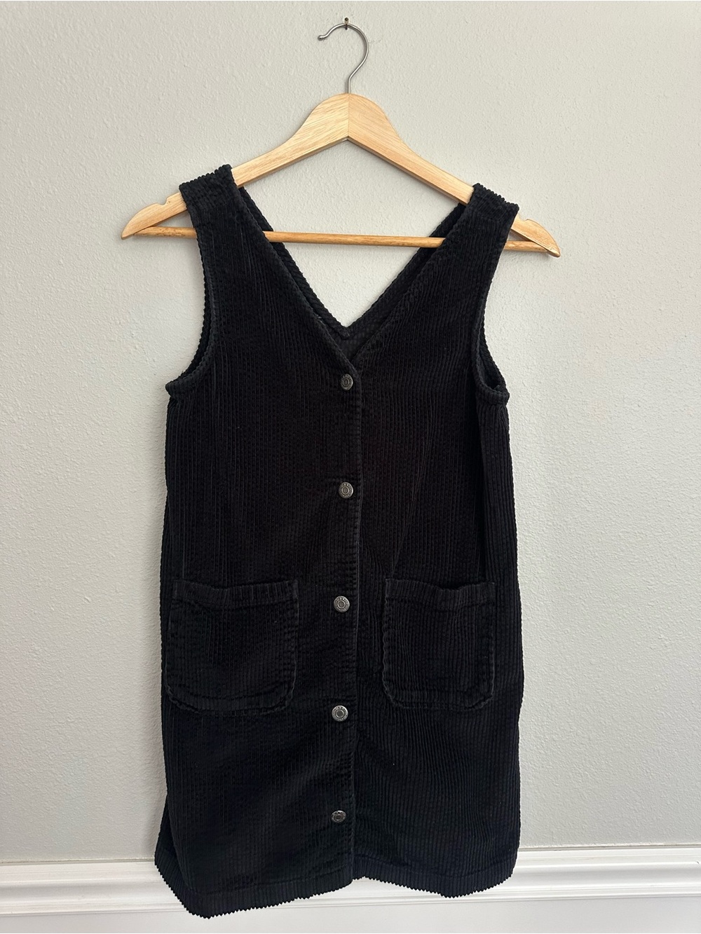 Old Navy Girl’s Black Corduroy Jumper Button-down Dress